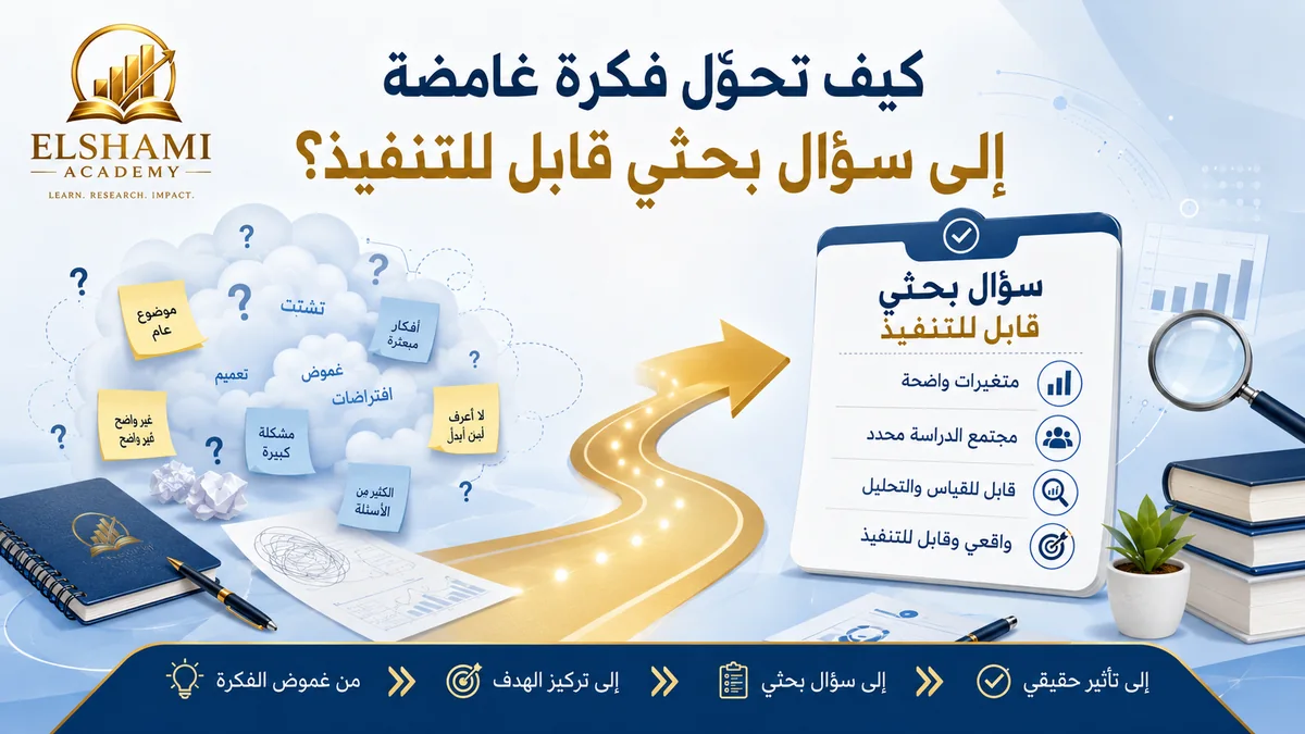 من فكرة غامضة إلى سؤال بحثي قابل للتنفيذ — أكاديمية الشامي